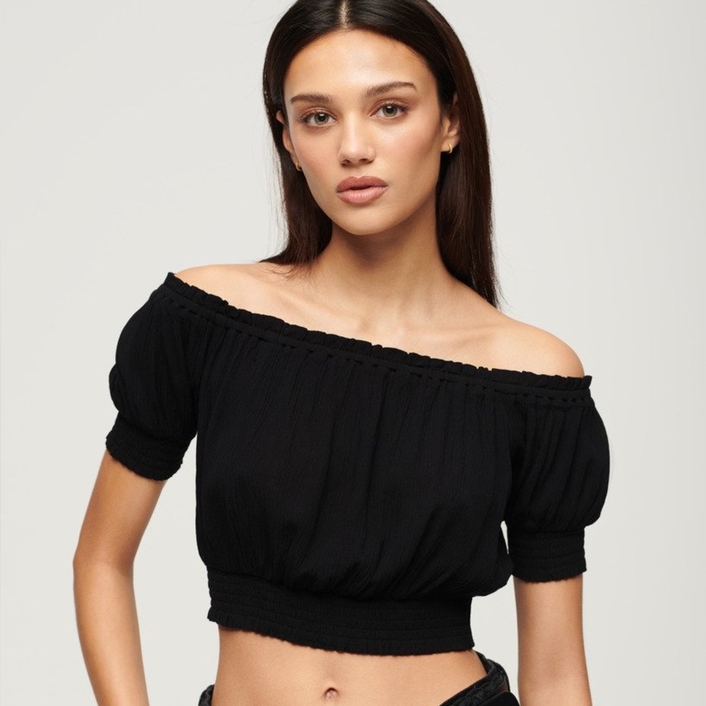 Stylish Black Off-Shoulder Crop Top